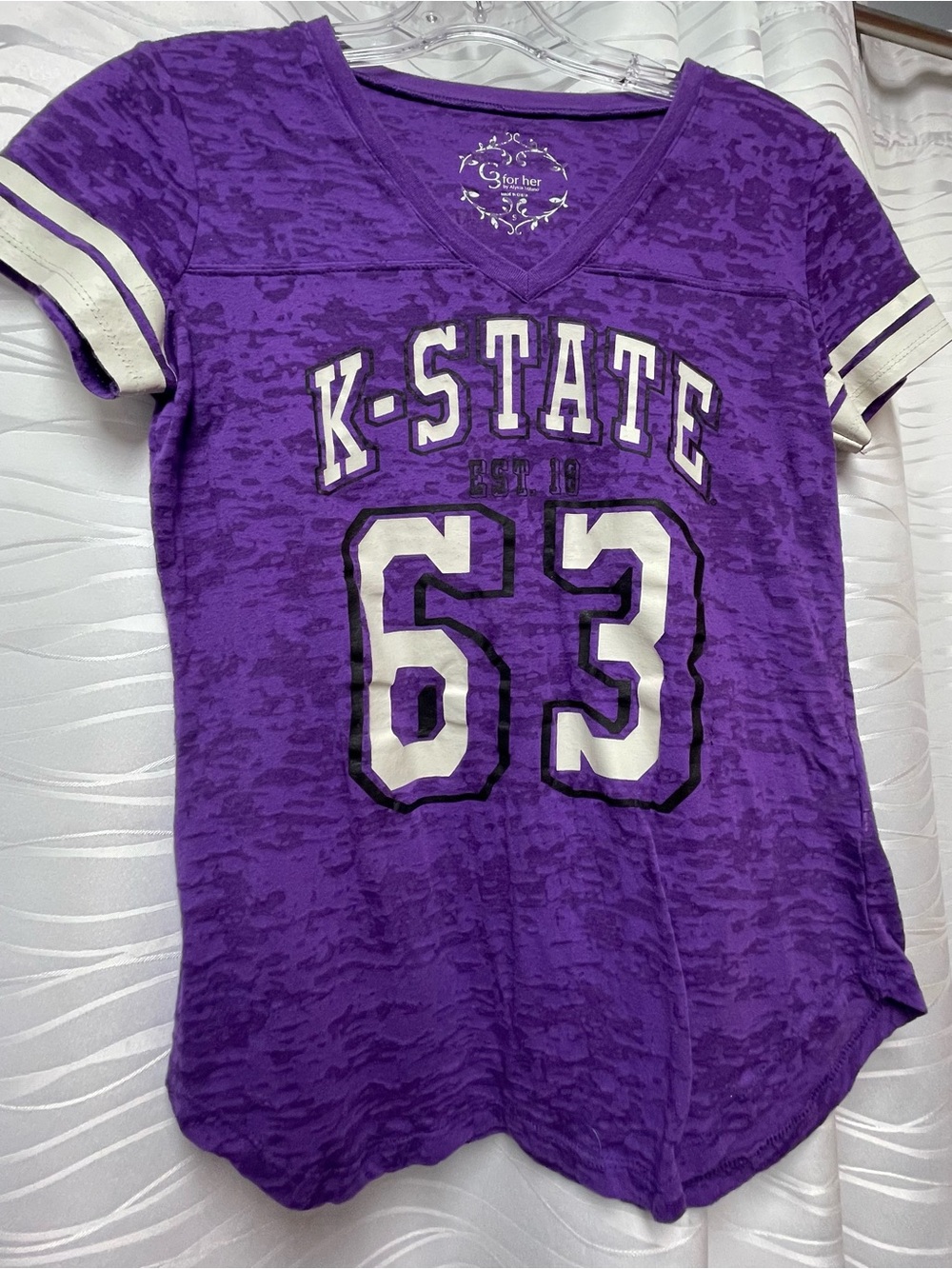 Milano Purple K-State '63' Short Sleeve V-Neck Tee